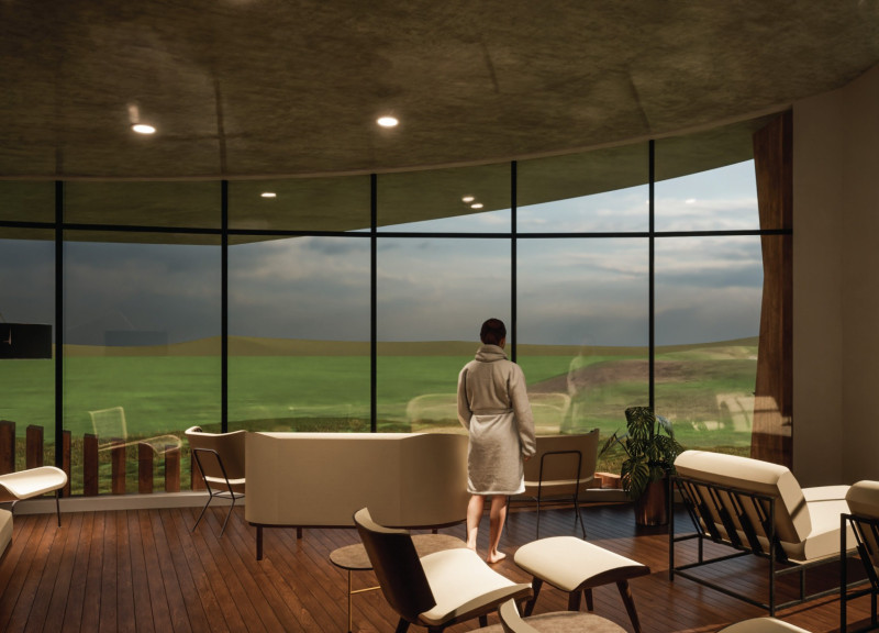 Charred Wooden Shingles and Natural Ventilation in a Medium-Large Community Space