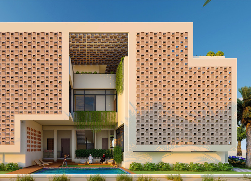 Charred Timber Facade with Breeze Blocks Enhances Privacy in Sustainable Residential Design