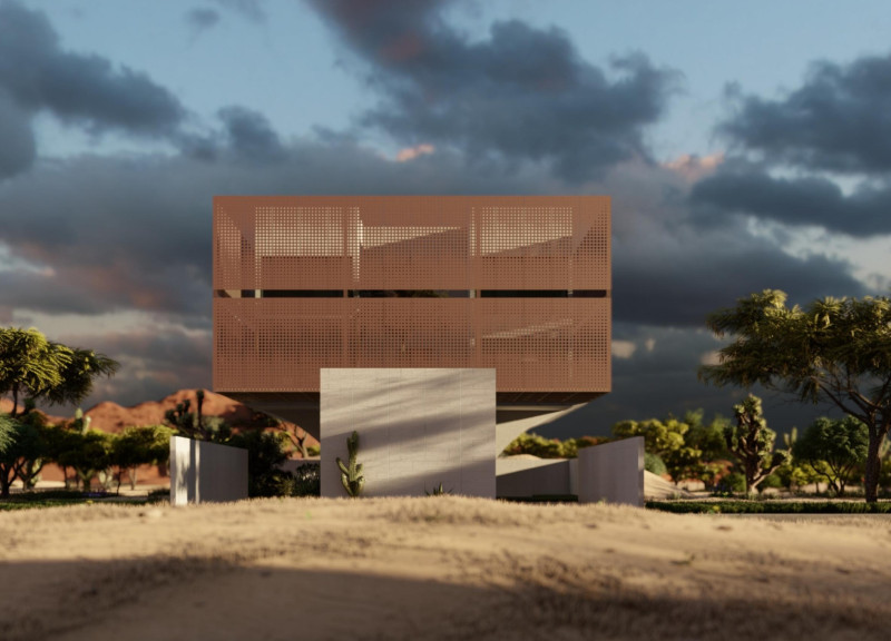Rammed Earth Walls and Perforated Screens Define a Sustainable Dwelling in Arid Climate