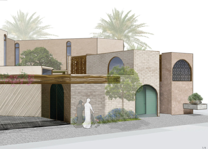 Geometric Patterns and Passive Cooling in a Sustainable Villa Utilizing Local Stone and Recycled Materials