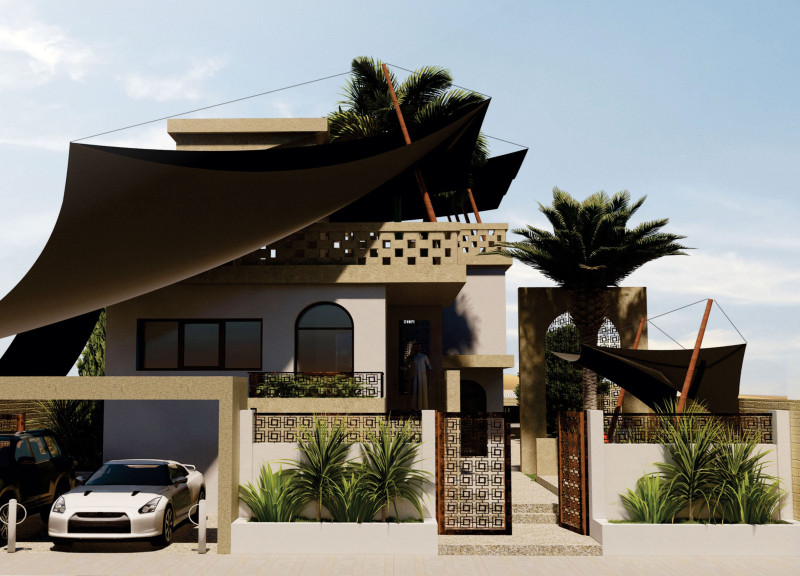 Harnessing Thermal Mass with Glass Fiber Reinforced Concrete and Passive Cooling Techniques in a Desert Residence