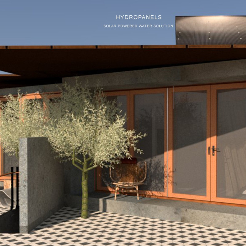 Desert Dwelling with Modular Units Featuring Hydropanels and Charred Wooden Shingles