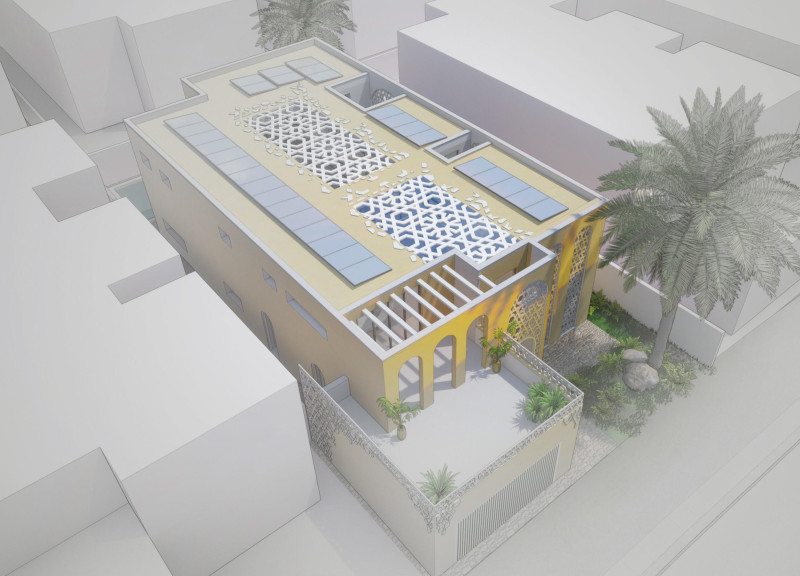 Geometric Patterns and Sustainable Materials in a Central Courtyard Residence