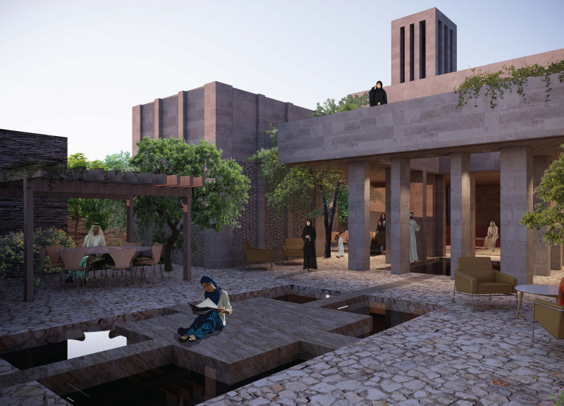 Limestone Cladding and Natural Ventilation in a Desert-Inspired Courtyard Residence