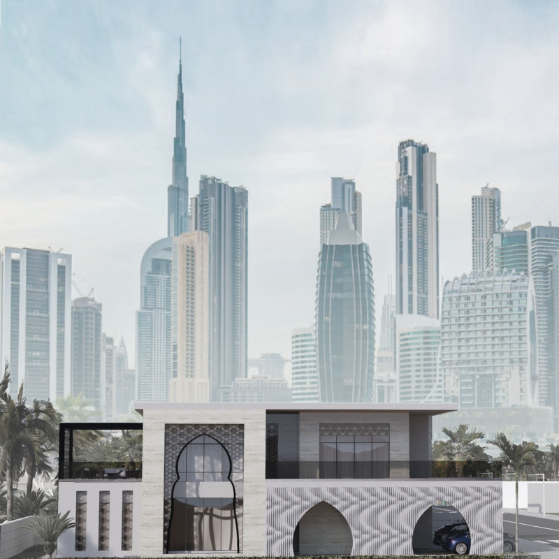 Sustainable Elegance Through Polished Marble and Traditional Lattice Elements in Modern Residential Design