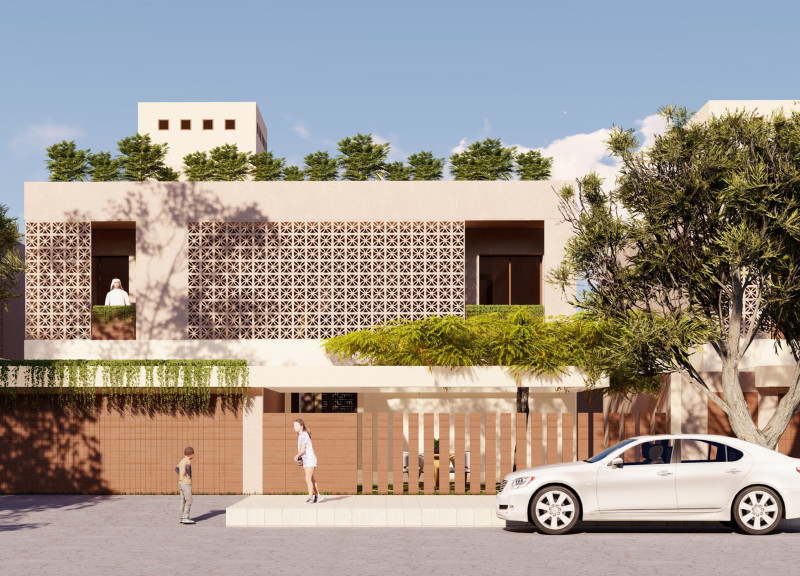 Natural Ventilation Through Clay Breezeblocks in Earth-Centered Residential Design