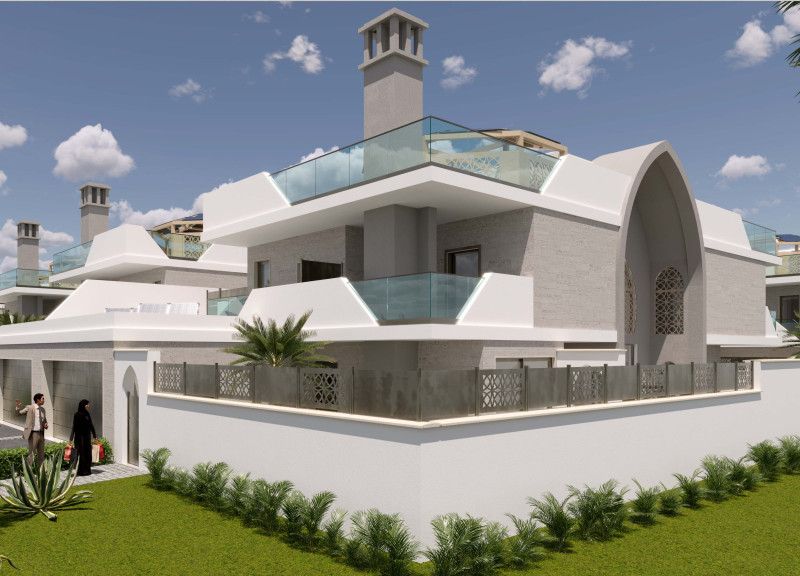 Natural Ventilation Through Arched Travertine Cladding in Contemporary Villas