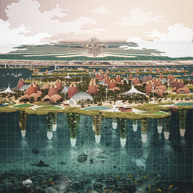 Marine Habitat Built Using Biodegradable Materials and Hexagonal Structures for Sustainable Living