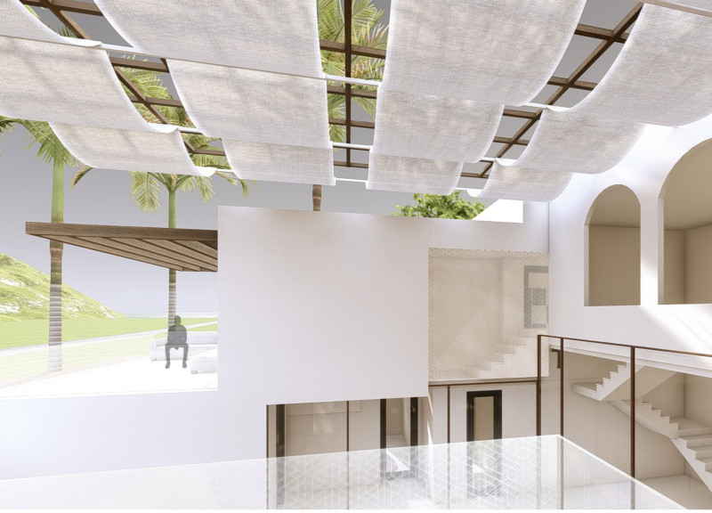 Adobe and Biophilic Elements in a Sustainable Courtyard Residence