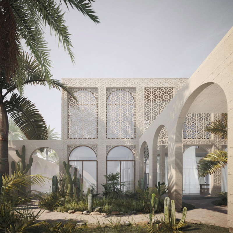 Thermal Comfort Through Locally Sourced Sandstone and Lattice Screens in Modern Residential Living