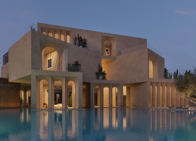 Rammed Earth and Wind Tower Integration in a Modern Courtyard Habitat