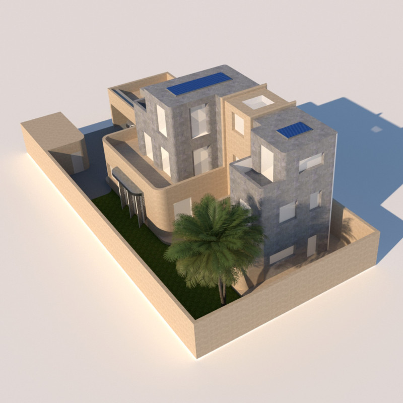 Sustainable Sand Composite Structure Emphasizing Energy Efficiency and Community Interaction