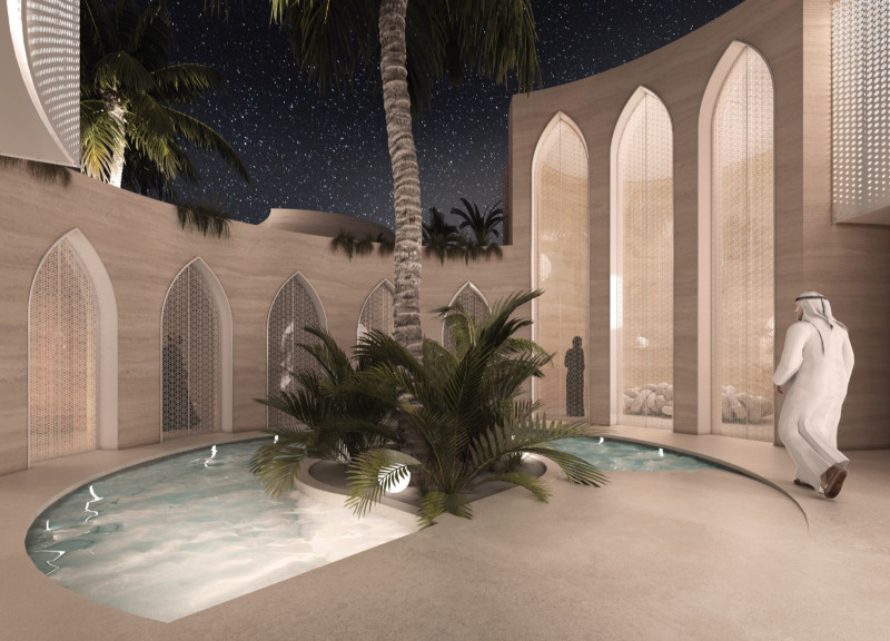 Sustainable Living in the Desert with Locally Sourced Earth and Flexible Solar Integration