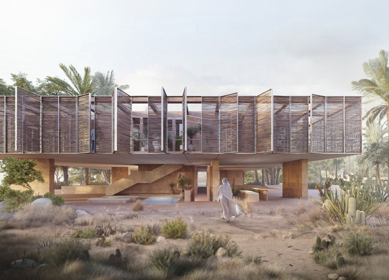 Rammed Earth and Recycled Timber Create a Shaded Oasis with Central Courtyard