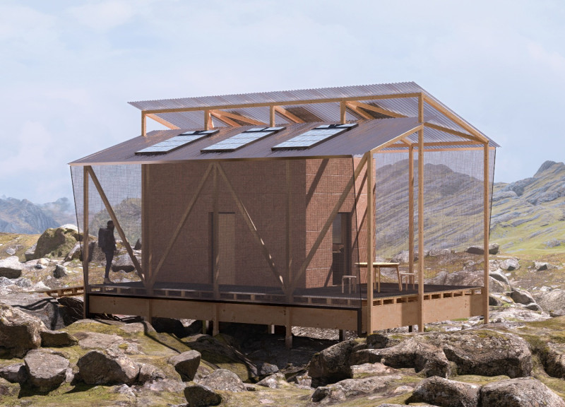 Charred Wooden Shingles and Transparent Mesh Define a Sustainable Mountain Retreat