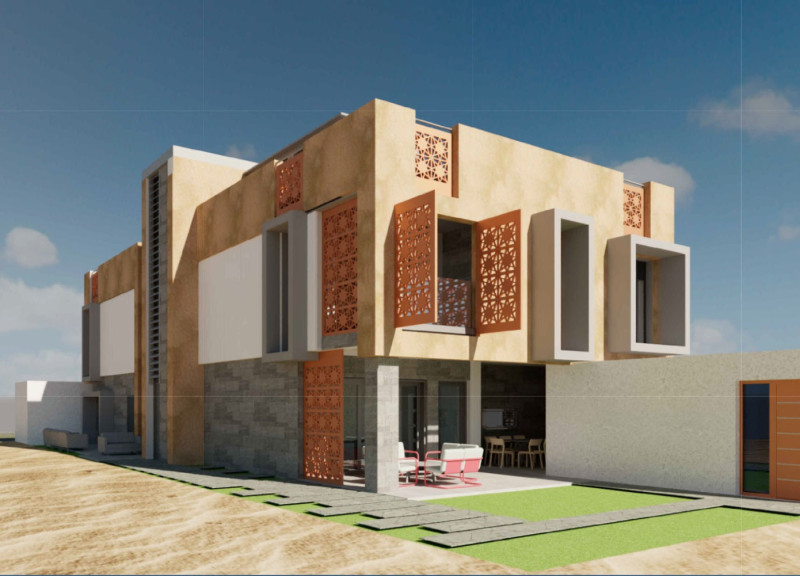 Passive Cooling Through Wind Towers Enhanced by Textured Concrete and Natural Timber