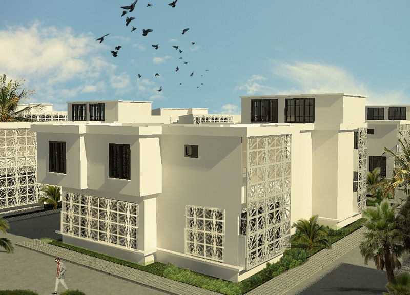 Geometric Patterns and Metal Cladding Define Private Living Spaces in a Communal Courtyard House