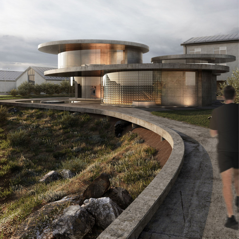 Geothermal Concrete and Glass Retreat Embracing Crater-Inspired Wellness Spaces