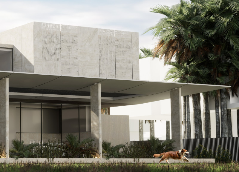 Charred Wood Screens and Precast Concrete Shape Sustainable Living Environment