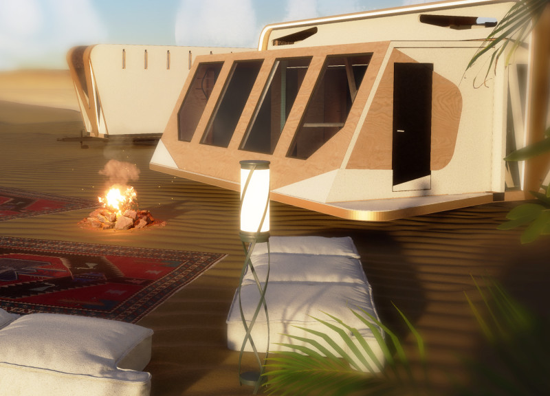 Cross-Laminated Timber Structure Featuring Smart Systems for Sustainable Desert Living