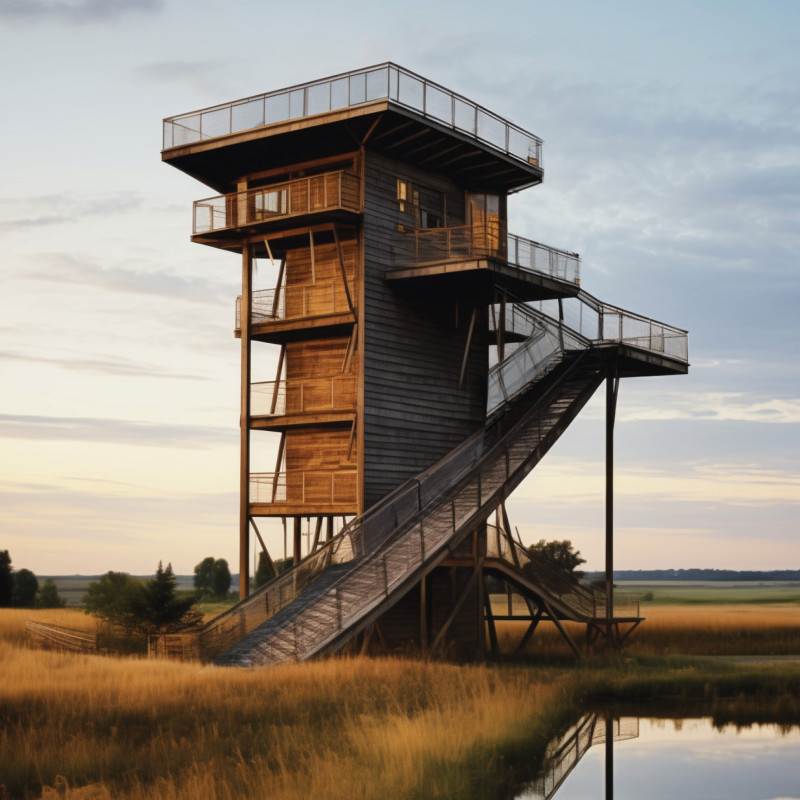 Charred Wood Exterior and Glulam Structure Enhancing Community Interaction in a Scenic Landscape