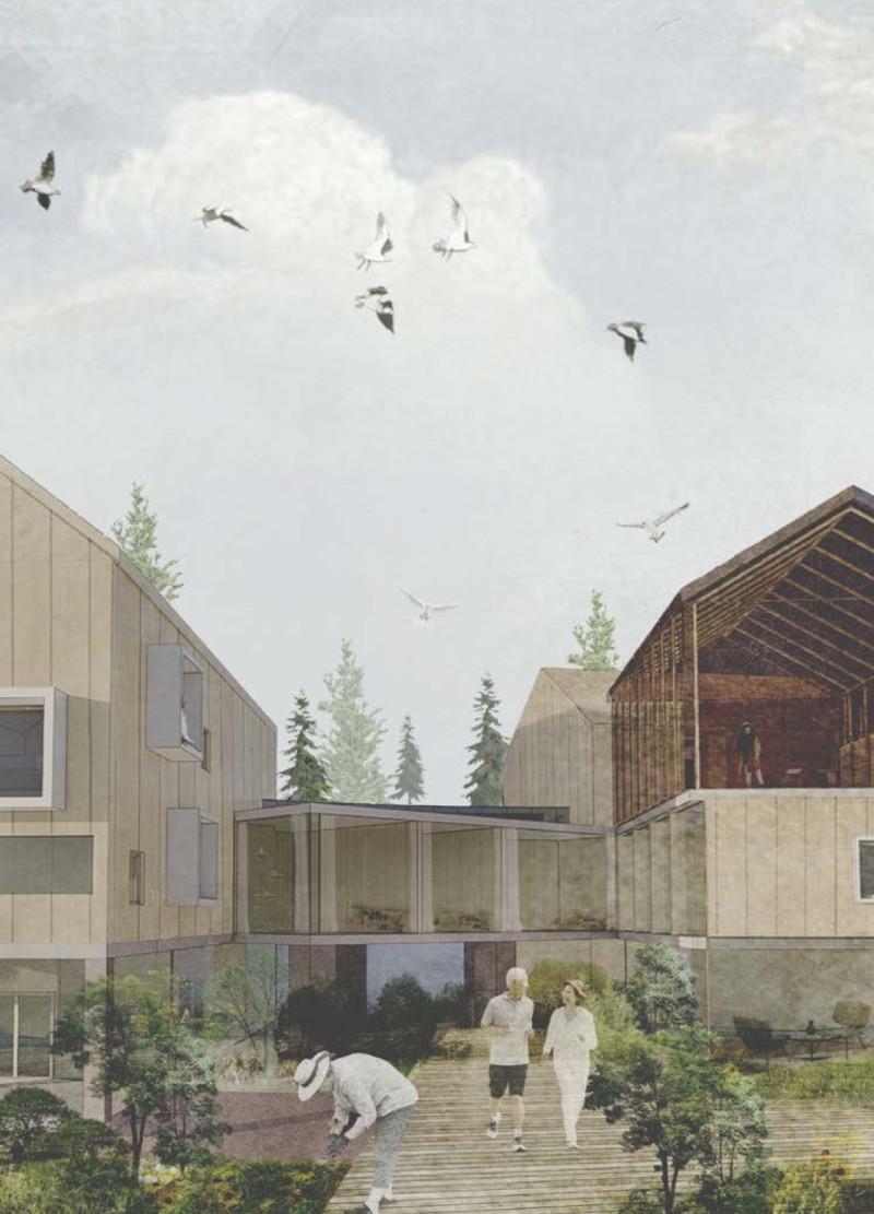 Therapeutic Gardens Enhanced by Charred Wooden Shingles in Sustainable Senior Living Environment