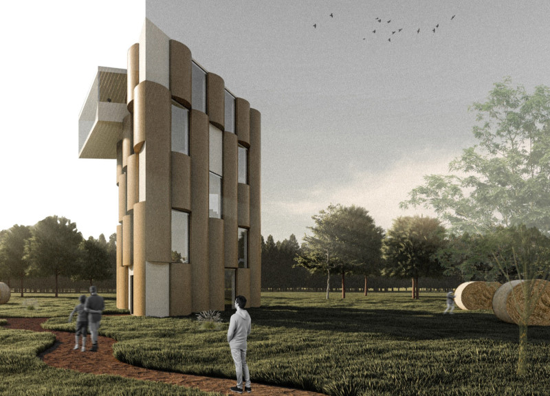 Triangular Watchtower Featuring Concrete and Glass with Integrated Natural Landscape