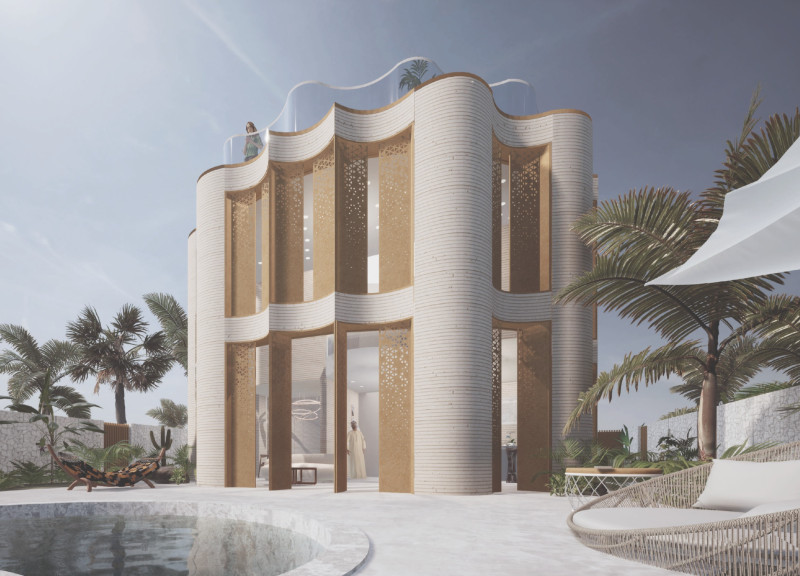 Textured Concrete and Glass Facades Merging Coastal Design with Sustainable Living