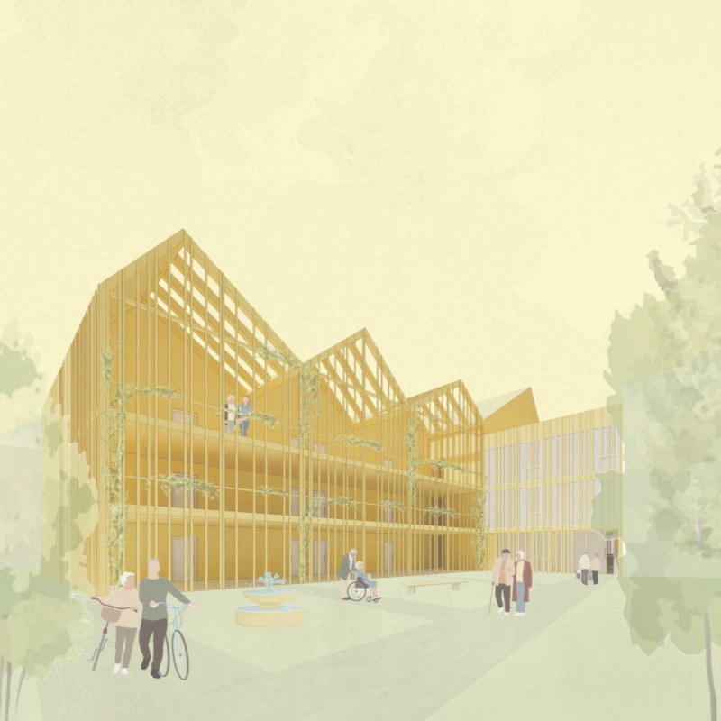 Charred Wooden Shingles and Cross-Laminated Timber Panels Enhance Community Wellness in Senior Housing