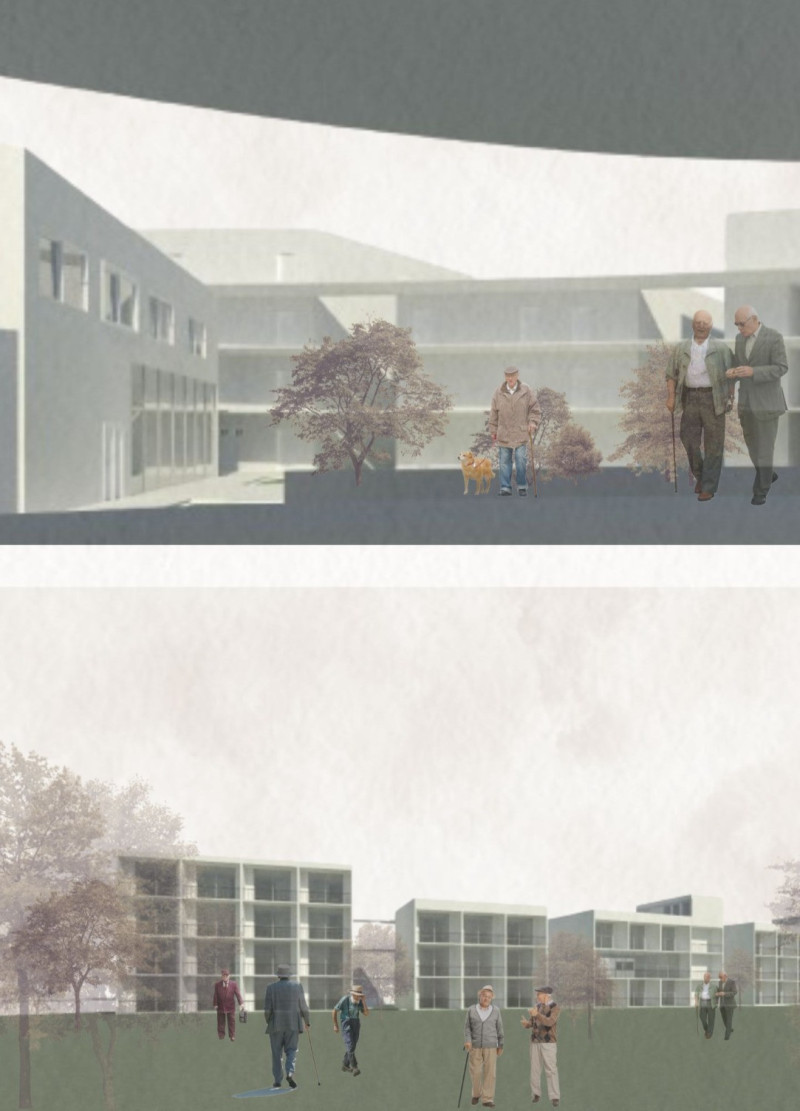 Charred Wood Facades Harmonize with Green Roofs in a Senior Living Environment