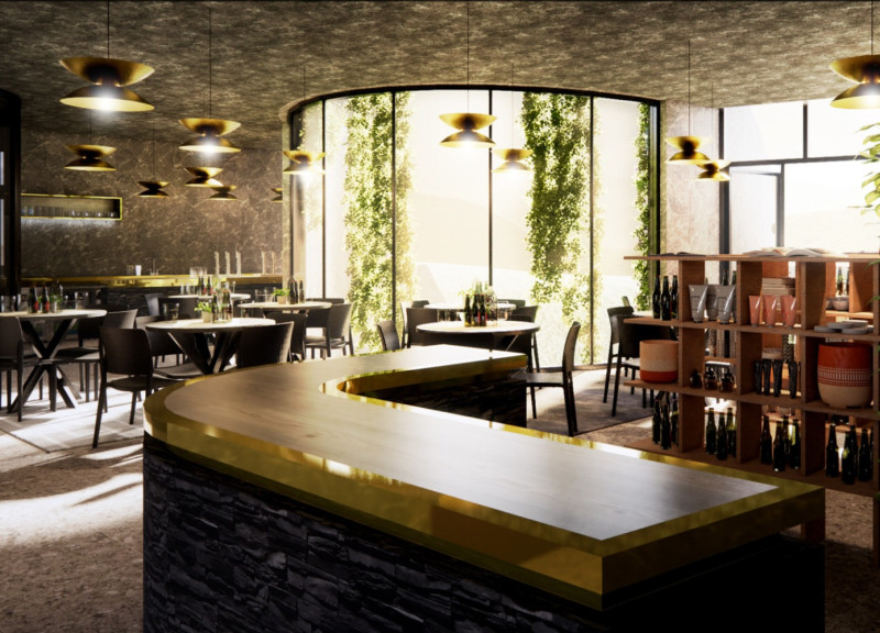 Cave-Like Interiors Crafted with Corten Steel and Terrazzo Tiles for Thermal Wellness