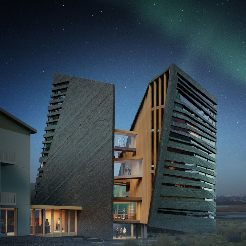 Charred Wooden Shingles Complement Natural Stone in a Spa-Brewery Retreat Set in the Icelandic Landscape