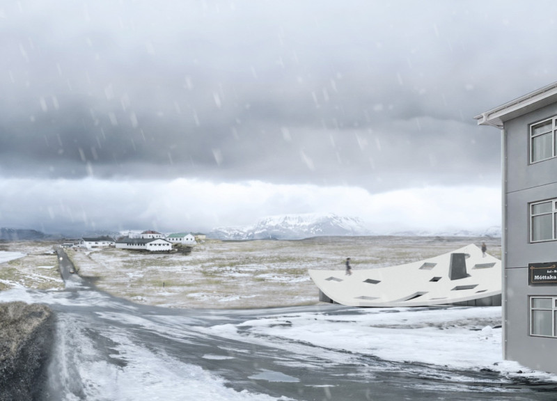 Curvilinear Forms of Concrete and Glass Emphasizing Geothermal Integration in a Spa and Brewery Facility