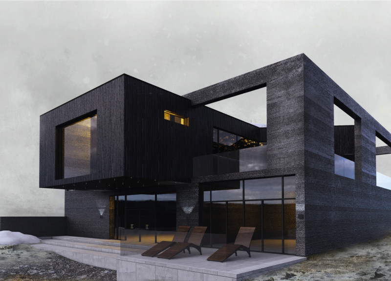 Volcanic Ash Infused Concrete Forms a Community Hub Surrounded by Nature