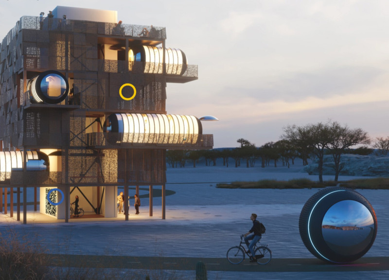 Circular Microhome with Reflective Surface and Lightweight Aluminum Framework