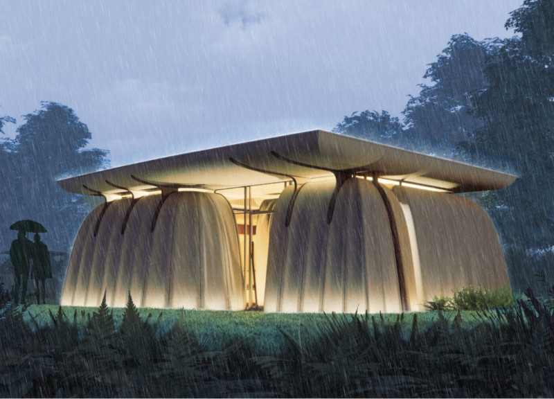 Organic Form and Exposed Aggregate Concrete in a Sustainable Micro-Cottage