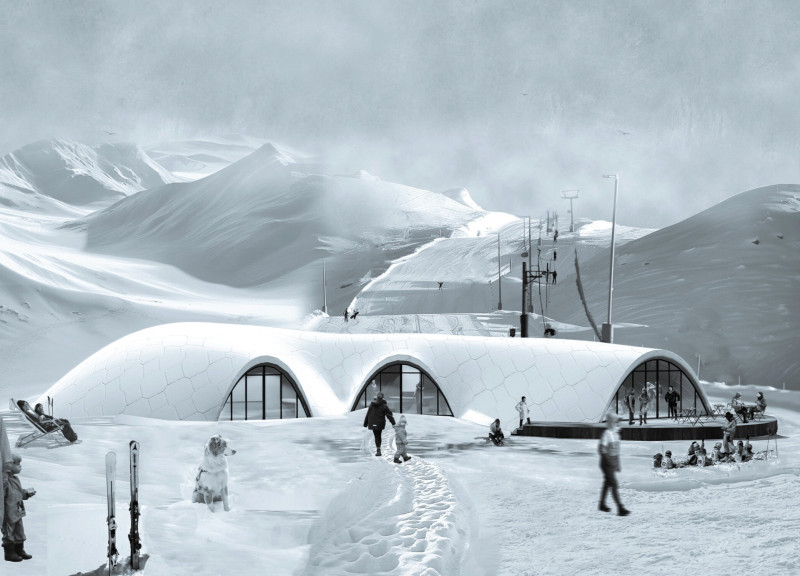 Circular Shelter Crafted from Metallic Panels and Volcanic Dust in Nordic Landscape