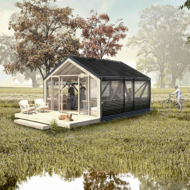 Charred Wood Cladding and Insulated Panels Form a Sustainable Retreat in a Rural Setting