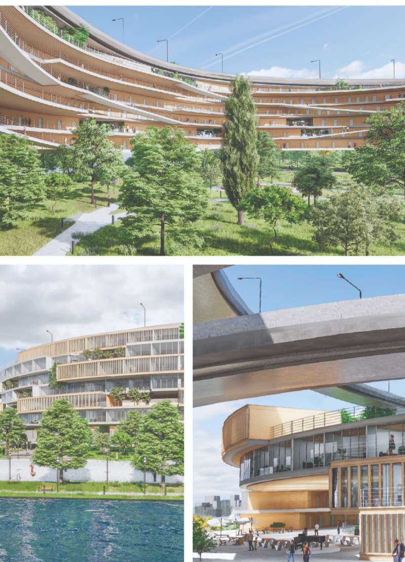 Charred Shingles and Green Roofs Elevate Urban Living Beneath Infrastructure