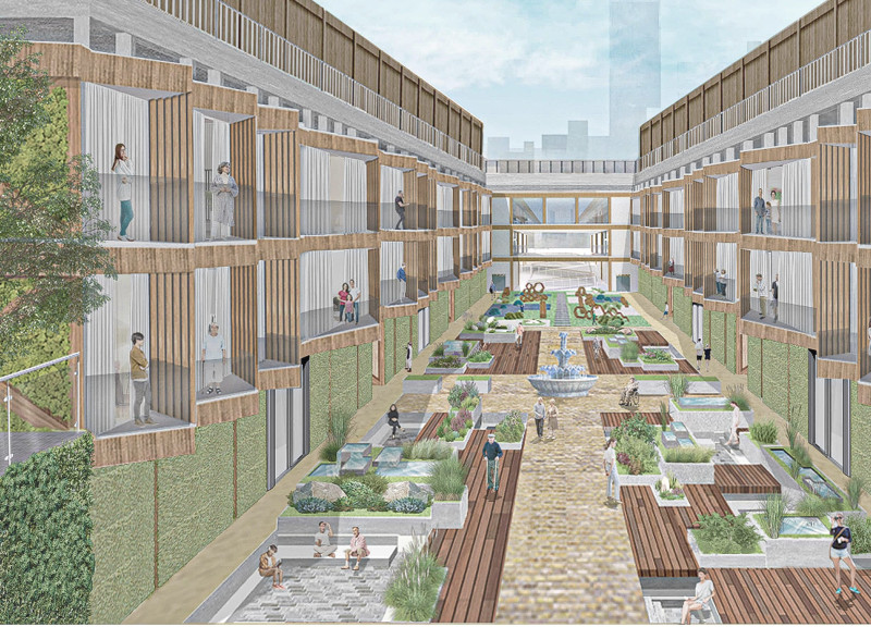 Cross-Laminated Timber Framework Enhances Urban Connectivity in Multifunctional Community Space