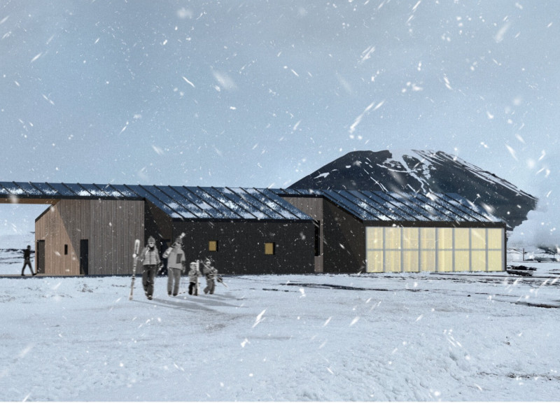 Charred Wooden Shingles and Natural Stone Create a Seamless Ski Hub in Mývatn