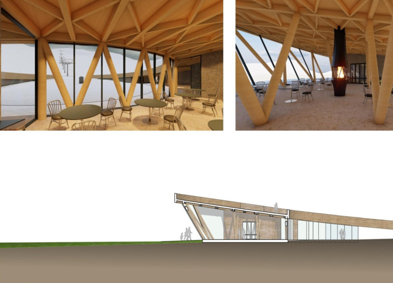 Circular Form Featuring Glulam and Basalt Integration in a Ski Facility
