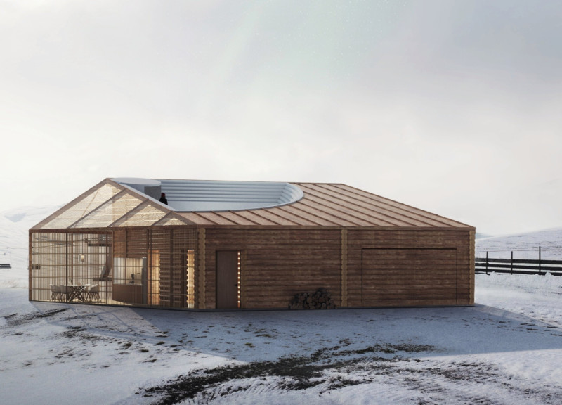 Transparent Wood Structure Embracing Five-Sided Geometry in Alpine Setting