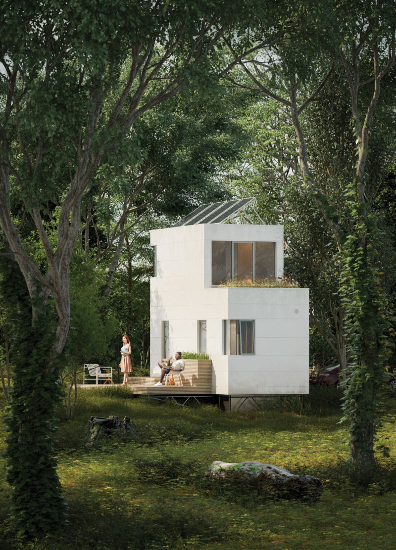 Charred Wooden Shingles and Reinforced Concrete Panels in Sustainable Urban Living