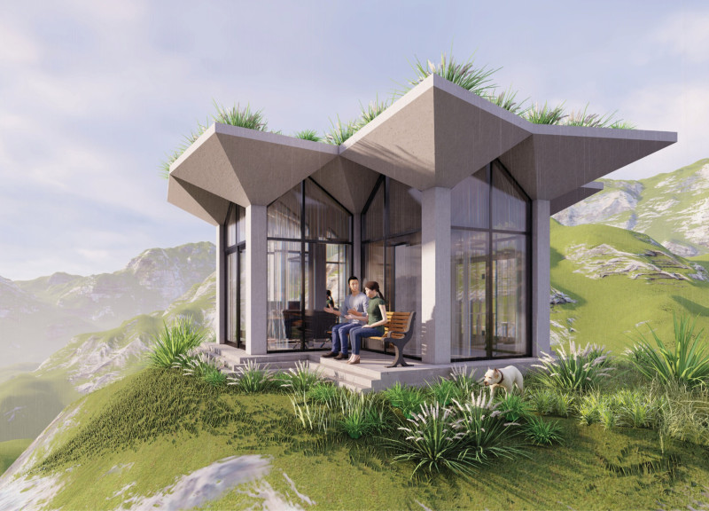 Rainwater Harvesting Through Funnel Architecture with Local Stone and Thermal Mass Utilization