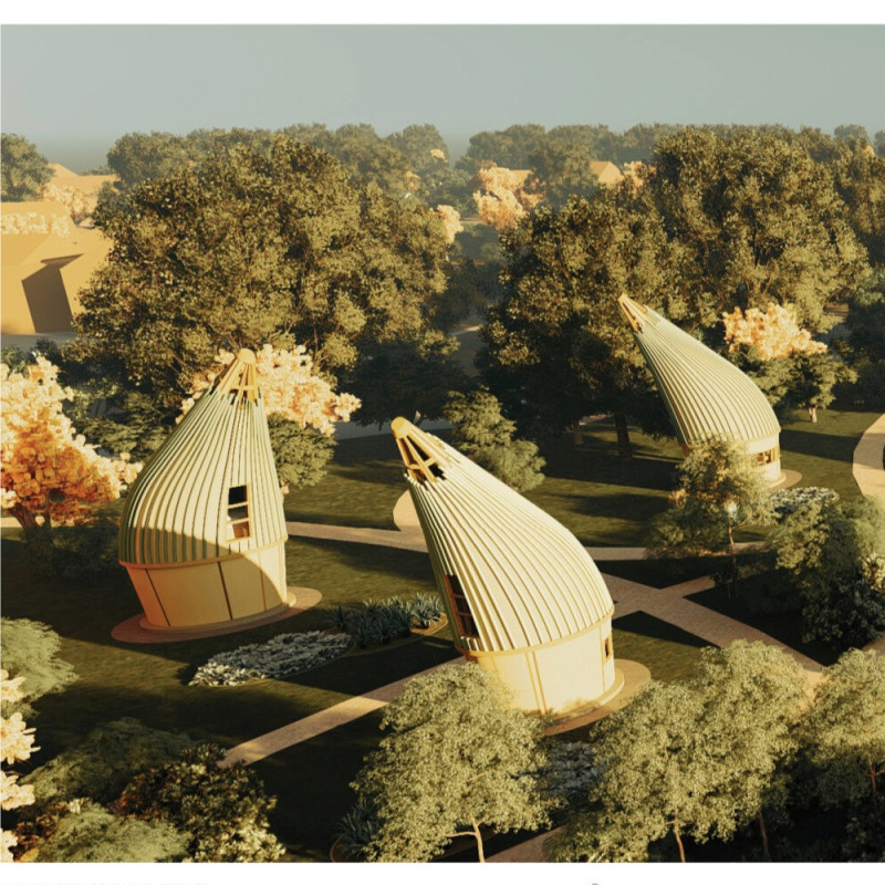 Sustainable Living Through Curved Roofs and Charred Wooden Shingles in Eco-Friendly Housing