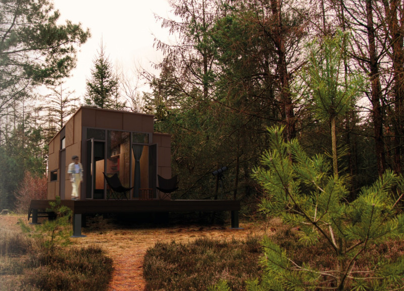 Charred Wooden Shingles and Energy-Efficient Insulation in a Compact Living Space