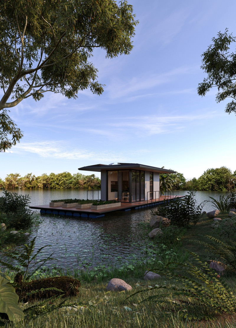 Floating Habitat Constructed with Cross-Laminated Timber Panels and Biogas Systems for Sustainable Living