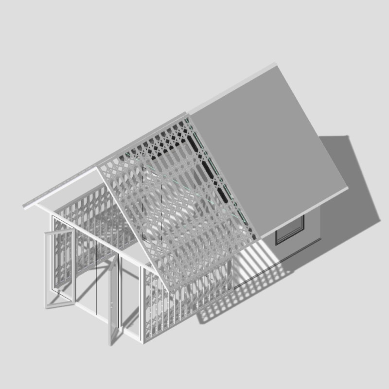 Sliding Roof Structure with Glass Facades and Timber Framework Embracing Natural Ventilation