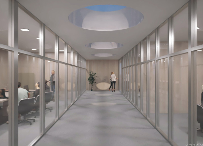 Biophilic Workspaces Enhanced by Recycled Polycarbonate and Sustainable Timber Integration